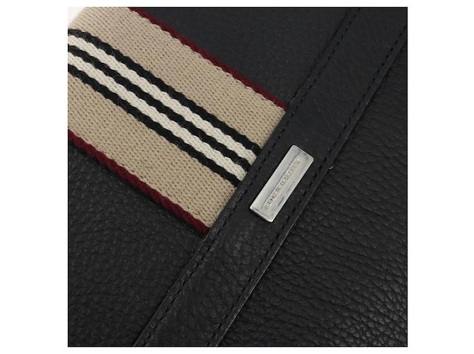 Borsa a tracolla BURBERRY in pelle nera argento Auth 198628A Nero - vista 17
