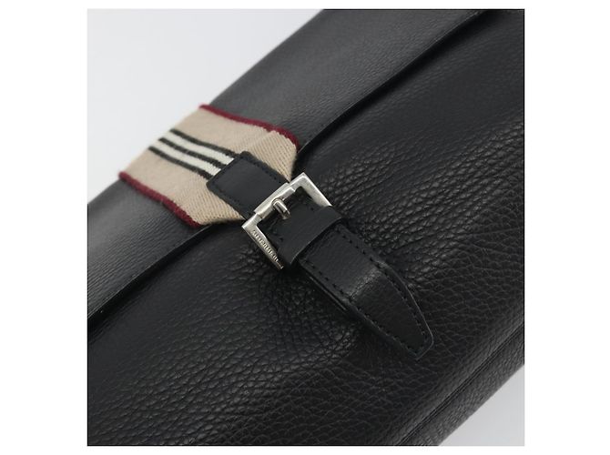 Borsa a tracolla BURBERRY in pelle nera argento Auth 198628A Nero - vista 18