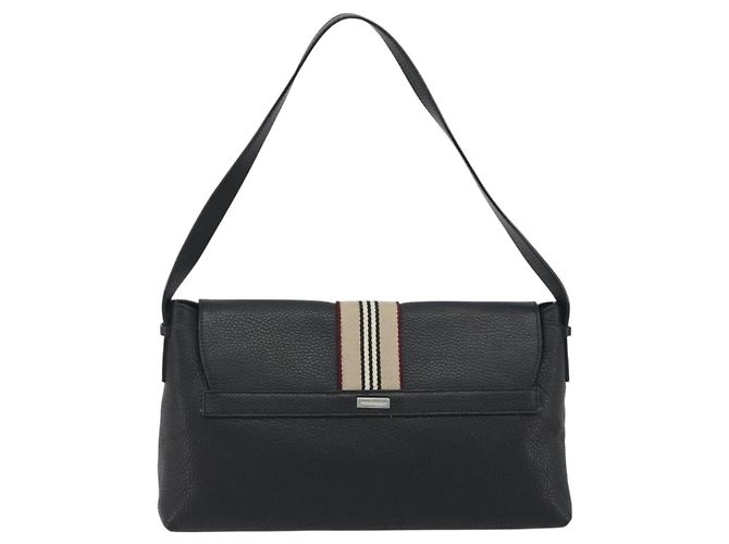 Borsa a tracolla BURBERRY in pelle nera argento Auth 198628A Nero - vista 2