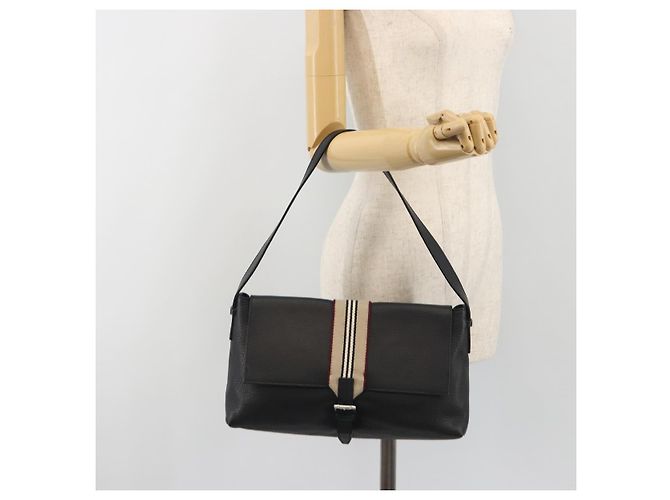 Borsa a tracolla BURBERRY in pelle nera argento Auth 198628A Nero - vista 23