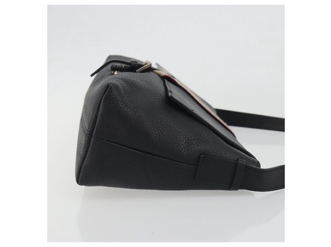 Borsa a tracolla BURBERRY in pelle nera argento Auth 198628A Nero - vista 3