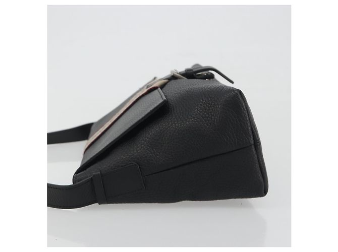 Borsa a tracolla BURBERRY in pelle nera argento Auth 198628A Nero - vista 4
