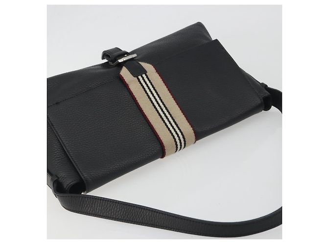 Borsa a tracolla BURBERRY in pelle nera argento Auth 198628A Nero - vista 6