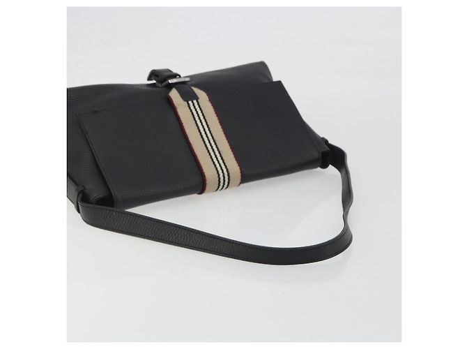 Borsa a tracolla BURBERRY in pelle nera argento Auth 198628A Nero - vista 7