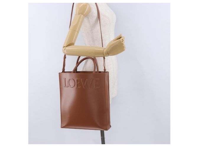 Borsa LOEWE Standard A4 in pelle 2way Brown Gold Auth 196677A Marrone D'oro - vista 24