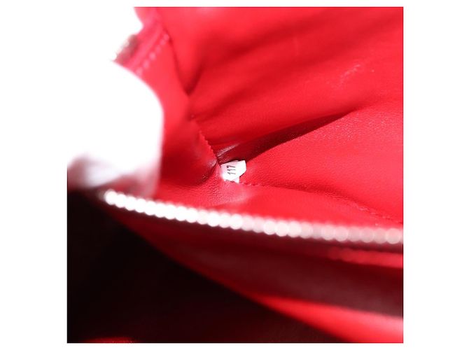 Borsa a mano con catena PRADA in pelle rossa argento Auth 198640V Rosso - vista 11