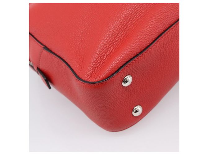 Borsa a mano con catena PRADA in pelle rossa argento Auth 198640V Rosso - vista 16
