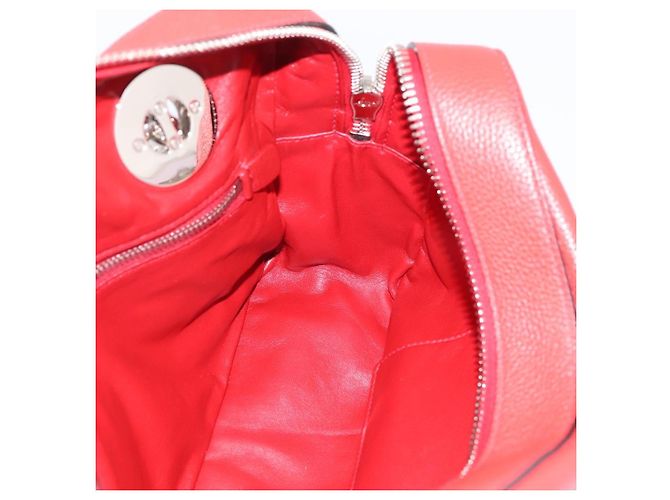 Borsa a mano con catena PRADA in pelle rossa argento Auth 198640V Rosso - vista 20