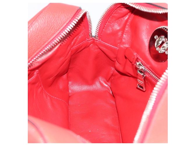 Borsa a mano con catena PRADA in pelle rossa argento Auth 198640V Rosso - vista 21