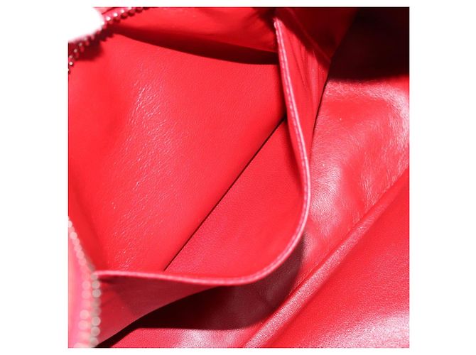 Borsa a mano con catena PRADA in pelle rossa argento Auth 198640V Rosso - vista 24