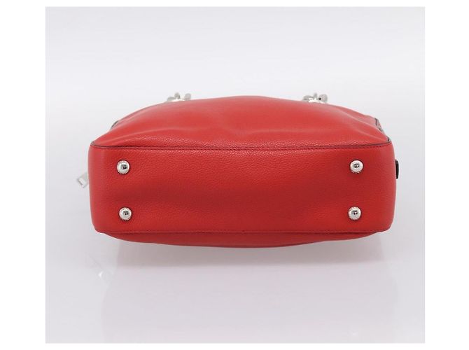 Borsa a mano con catena PRADA in pelle rossa argento Auth 198640V Rosso - vista 5