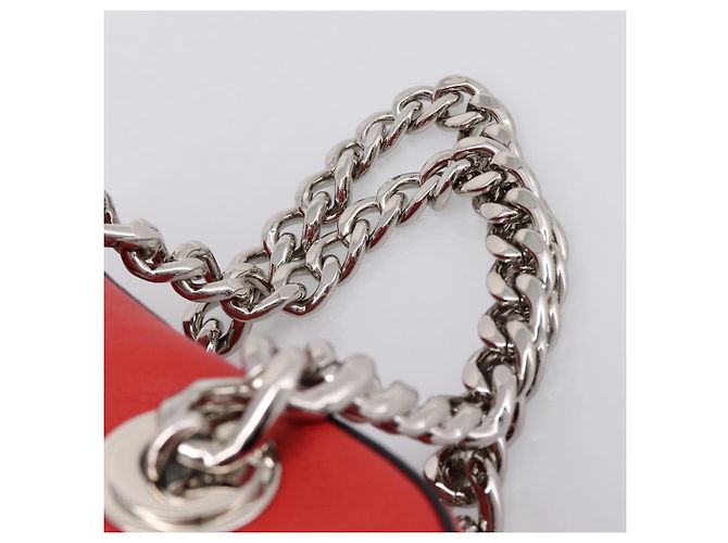 Borsa a mano con catena PRADA in pelle rossa argento Auth 198640V Rosso - vista 8