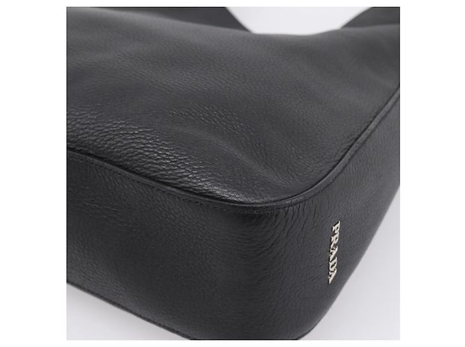 Borsa a tracolla PRADA in pelle Taurillon Nero Auth am12420SAM - vista 16