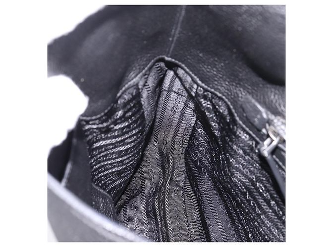 Borsa a tracolla PRADA in pelle Taurillon Nero Auth am12420SAM - vista 21