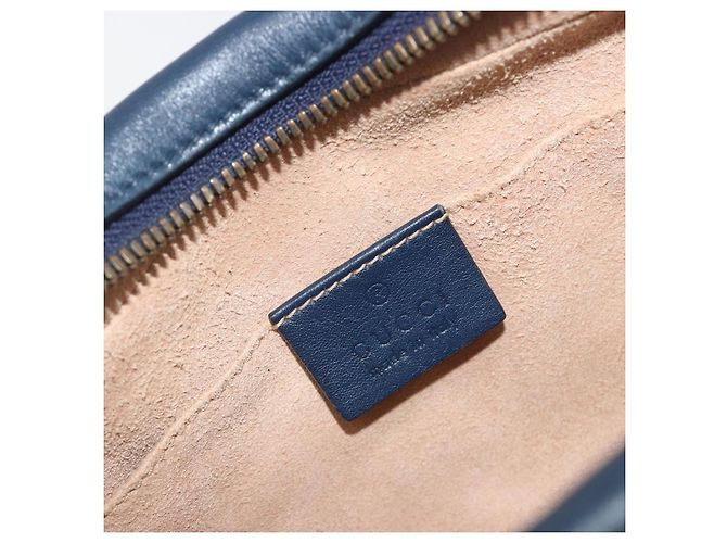 Borsa a tracolla GUCCI GG Marmont in pelle Navy Gold 447632 Auth ka5749A - vista 18