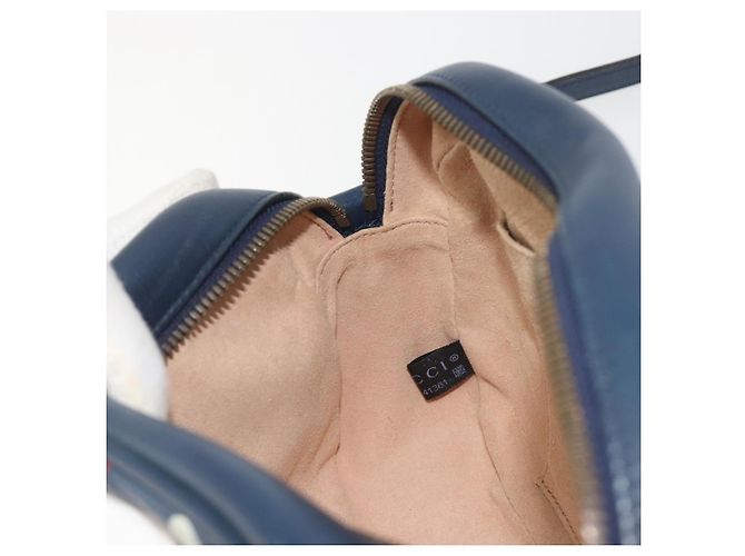 Borsa a tracolla GUCCI GG Marmont in pelle Navy Gold 447632 Auth ka5749A - vista 20