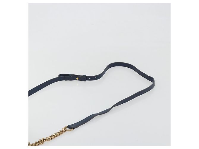 Borsa a tracolla GUCCI GG Marmont in pelle Navy Gold 447632 Auth ka5749A - vista 8
