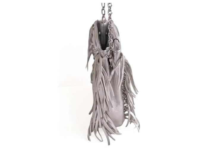 Borsa a tracolla Maje in pelle argento - vista 2
