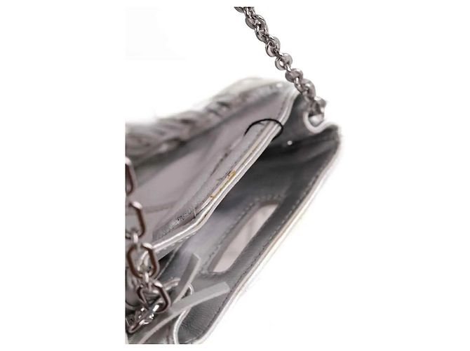 Borsa a tracolla Maje in pelle argento - vista 4