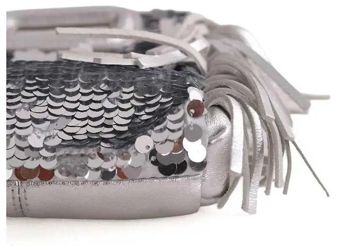 Borsa a tracolla Maje in pelle argento - vista 5