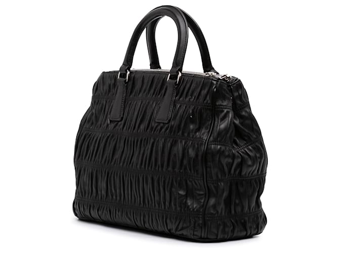 Borsa Satchel Prada Nappa Gaufre Nera Nero - vista 2