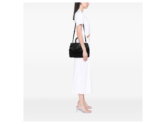 Borsa Satchel Prada Nappa Gaufre Nera Nero - vista 6