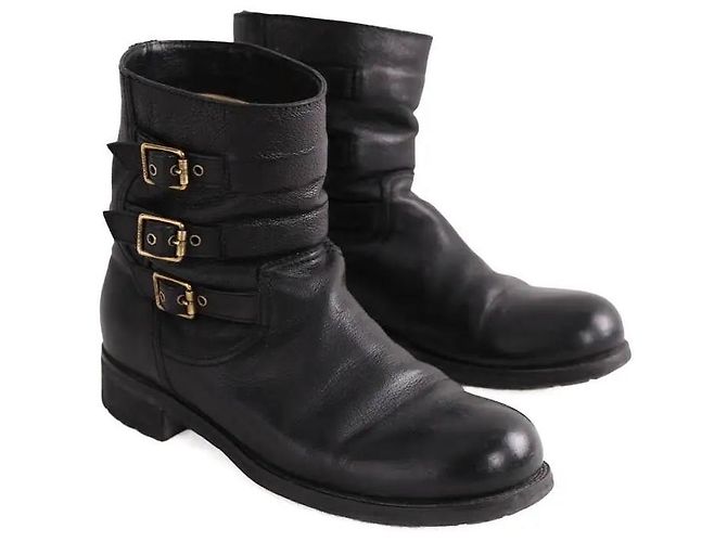Jimmy Choo Schnallenstiefel aus Leder in Schwarz - Ansicht 3