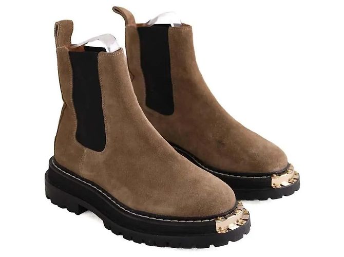 Botas moteras Sandro de ante beige - vista 3