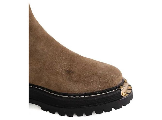 Botas moteras Sandro de ante beige - vista 4