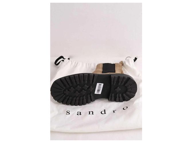 Botas moteras Sandro de ante beige - vista 6