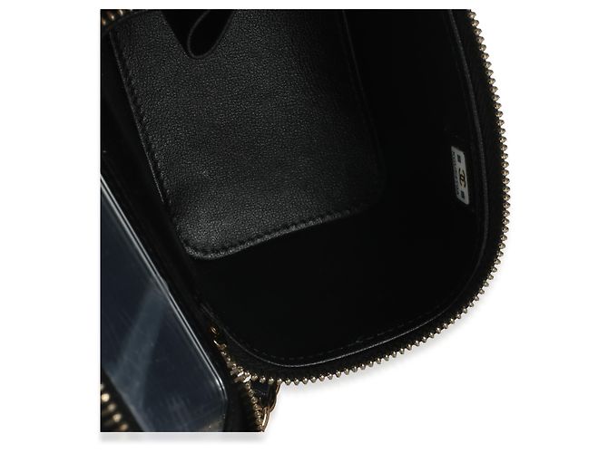 Chanel Coco Casino Mini Vanity Case aus schwarzem gestepptem Lammleder mit Kette - Ansicht 5