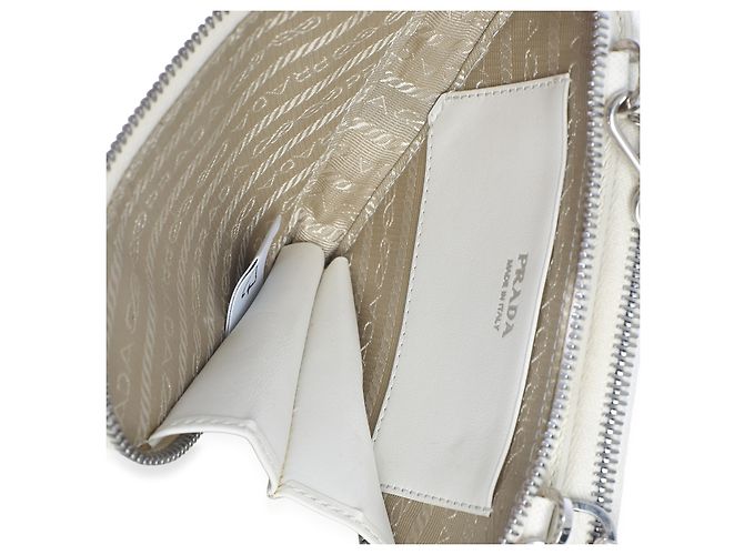 Borsetta a tracolla mini triangolo Prada in pelle Saffiano bianca Bianco - vista 5