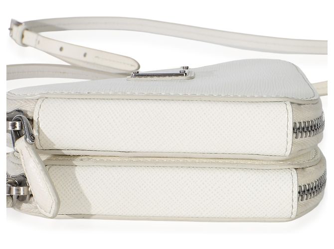 Borsetta a tracolla mini triangolo Prada in pelle Saffiano bianca Bianco - vista 7