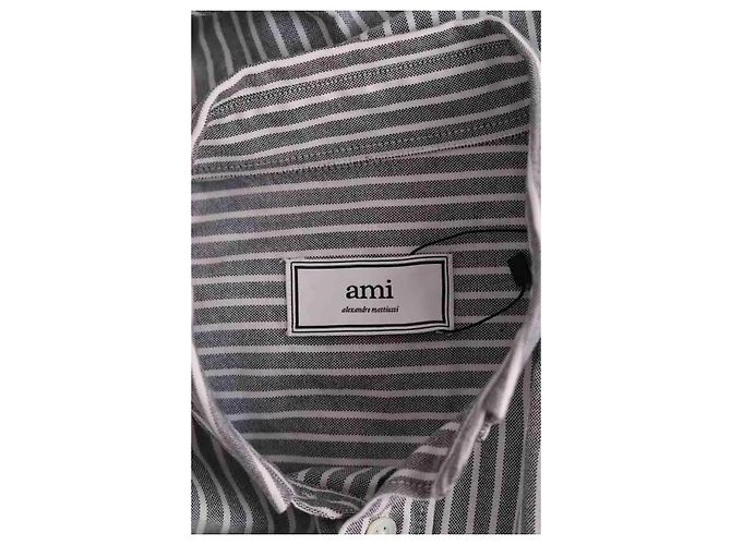 Camicia Ami in cotone grigia Taglia M Grigio - vista 5