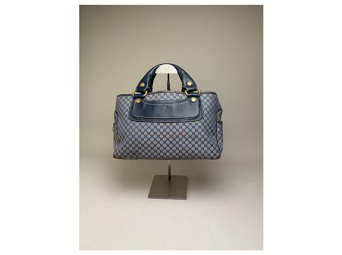 Céline Vintage Celine Macadam Coated Canvas Handtasche Hellblau Navy Marineblau - Ansicht 11