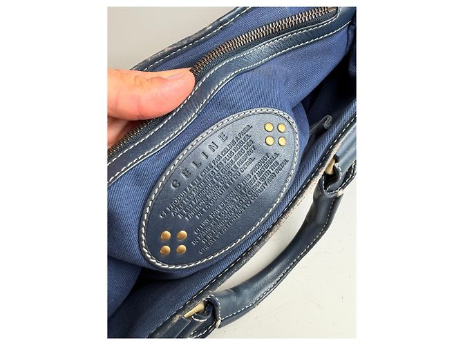 Céline Vintage Celine Macadam Coated Canvas Handtasche Hellblau Navy Marineblau - Ansicht 4