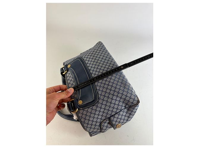 Céline Vintage Celine Macadam Coated Canvas Handtasche Hellblau Navy Marineblau - Ansicht 9