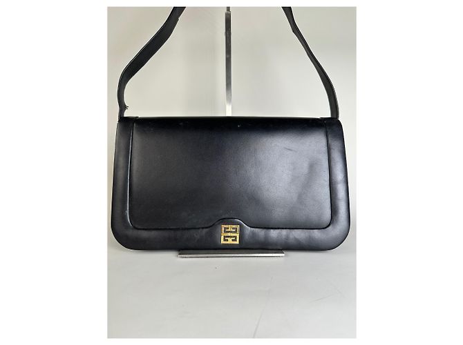 Vintage Givenchy Schultertasche aus Leder Schwarz Gold - Ansicht 11