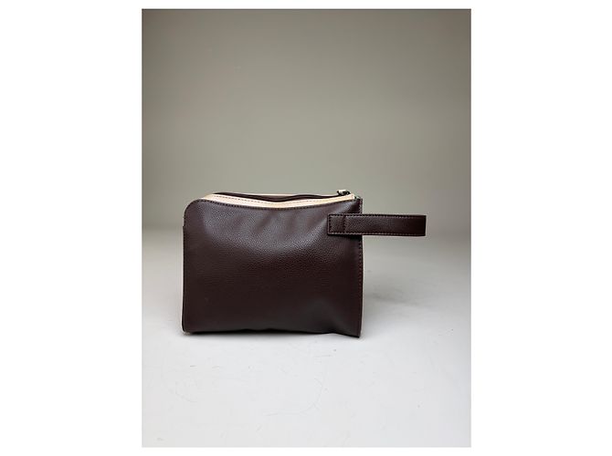 Bulgari Beauty case vintage Bvlgari in pelle Brown Cream Marrone - vista 2