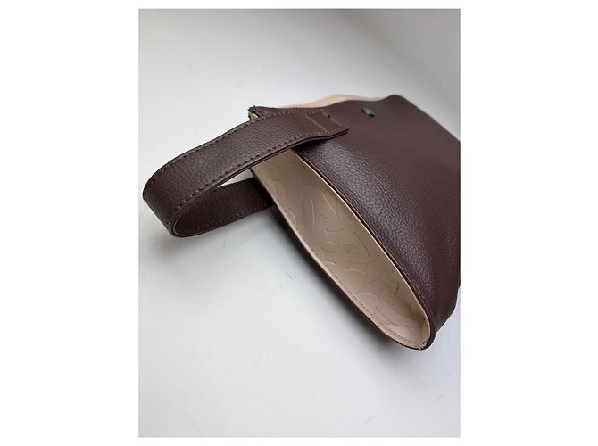 Bulgari Beauty case vintage Bvlgari in pelle Brown Cream Marrone - vista 5