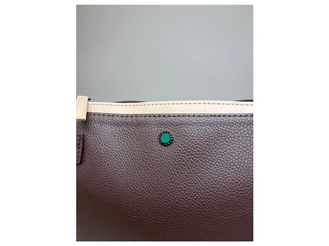 Bulgari Beauty case vintage Bvlgari in pelle Brown Cream Marrone - vista 6