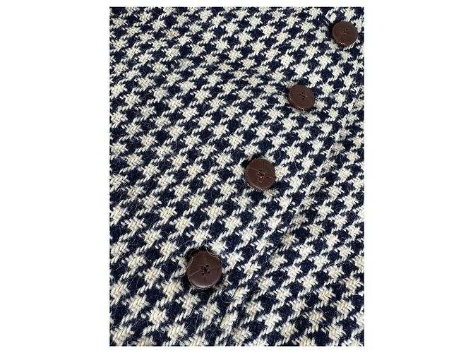 Vintage Issey Miyake Wool Houndstooth Jacket Navy Cream M - view 13