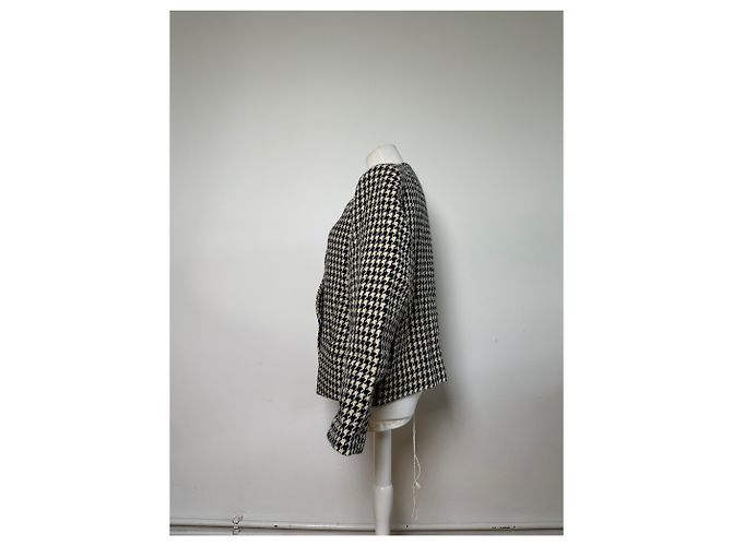 Vintage Issey Miyake Wool Houndstooth Jacket Navy Cream M - view 2
