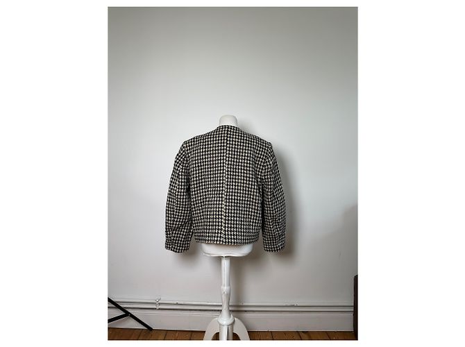 Vintage Issey Miyake Wool Houndstooth Jacket Navy Cream M - view 3