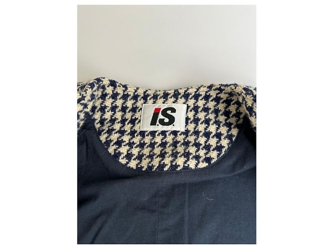 Vintage Issey Miyake Wool Houndstooth Jacket Navy Cream M - view 6