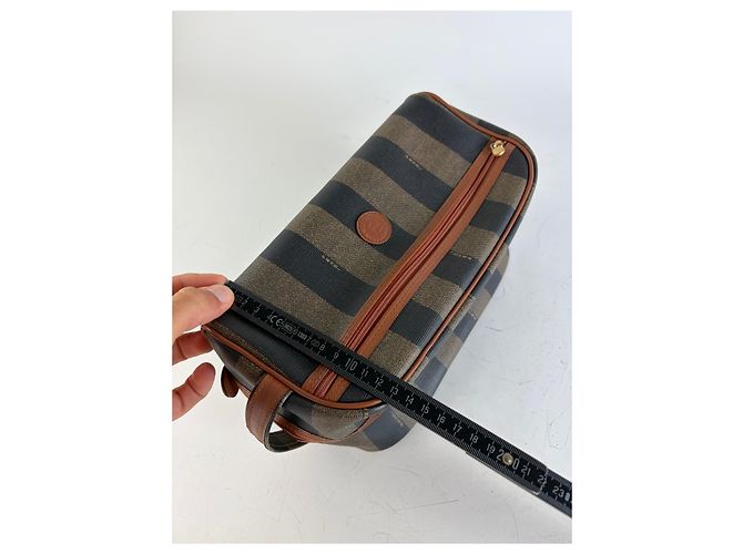 Beauty case Vintage Fendi Canvas Navy Brown Beige Gold Blu navy - vista 11