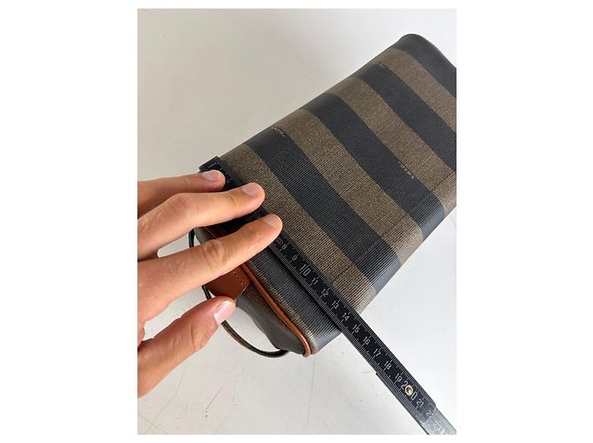 Beauty case Vintage Fendi Canvas Navy Brown Beige Gold Blu navy - vista 12