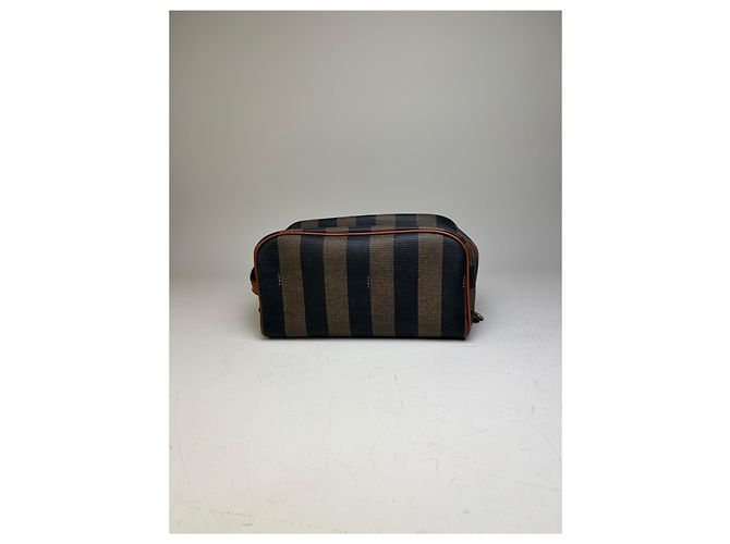 Beauty case Vintage Fendi Canvas Navy Brown Beige Gold Blu navy - vista 14