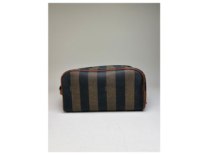 Beauty case Vintage Fendi Canvas Navy Brown Beige Gold Blu navy - vista 2