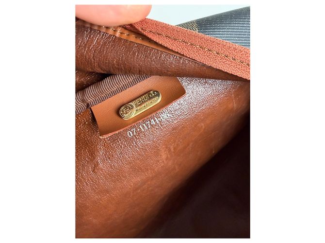 Beauty case Vintage Fendi Canvas Navy Brown Beige Gold Blu navy - vista 5
